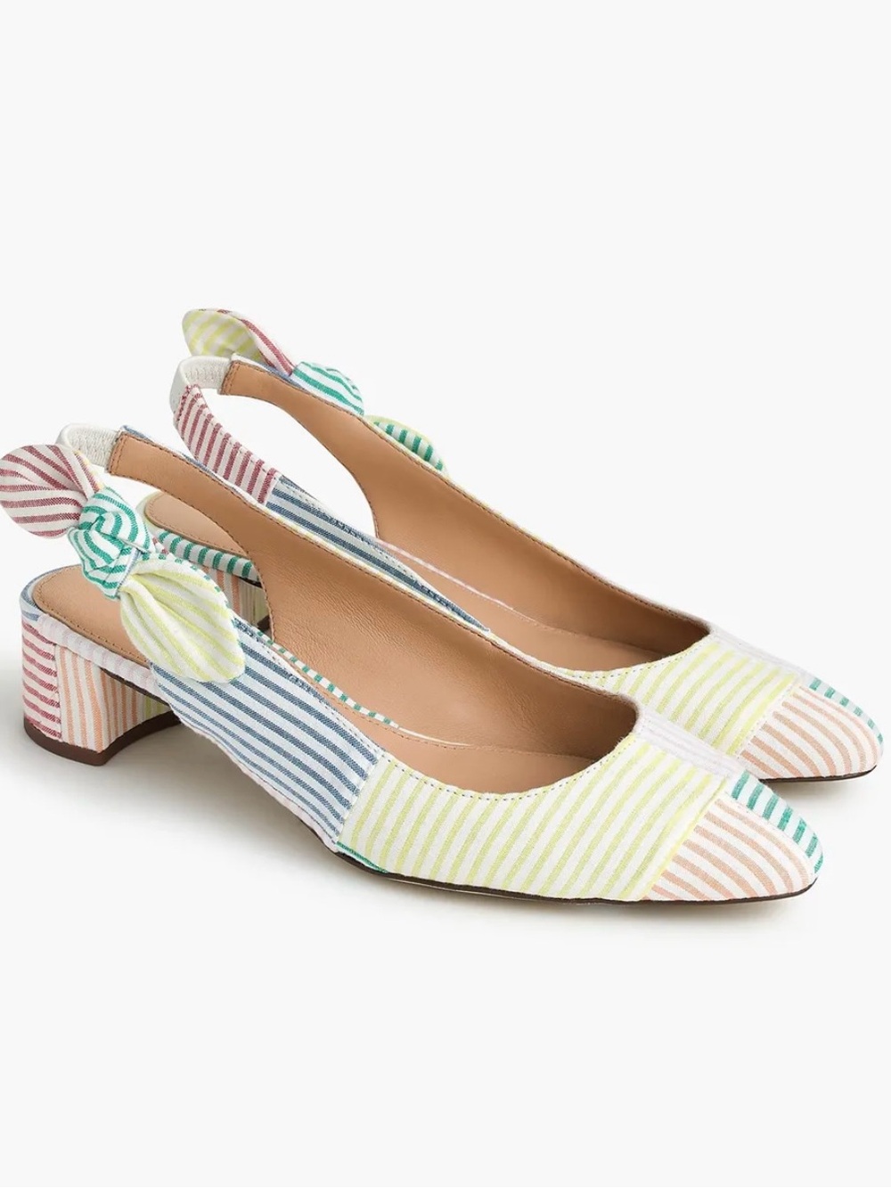 J. Crew Seersucker Slingback Block Heels